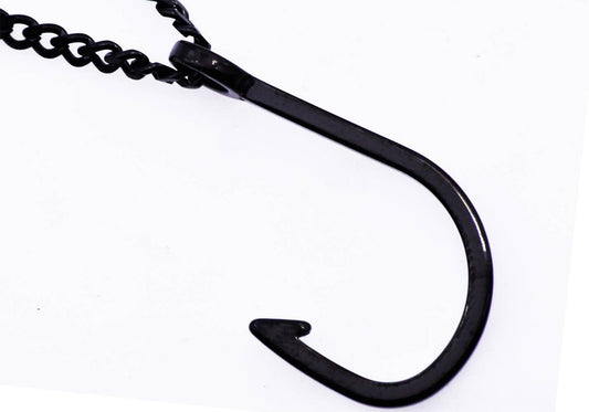 Men's Black Stainless Steel Hook Pendant