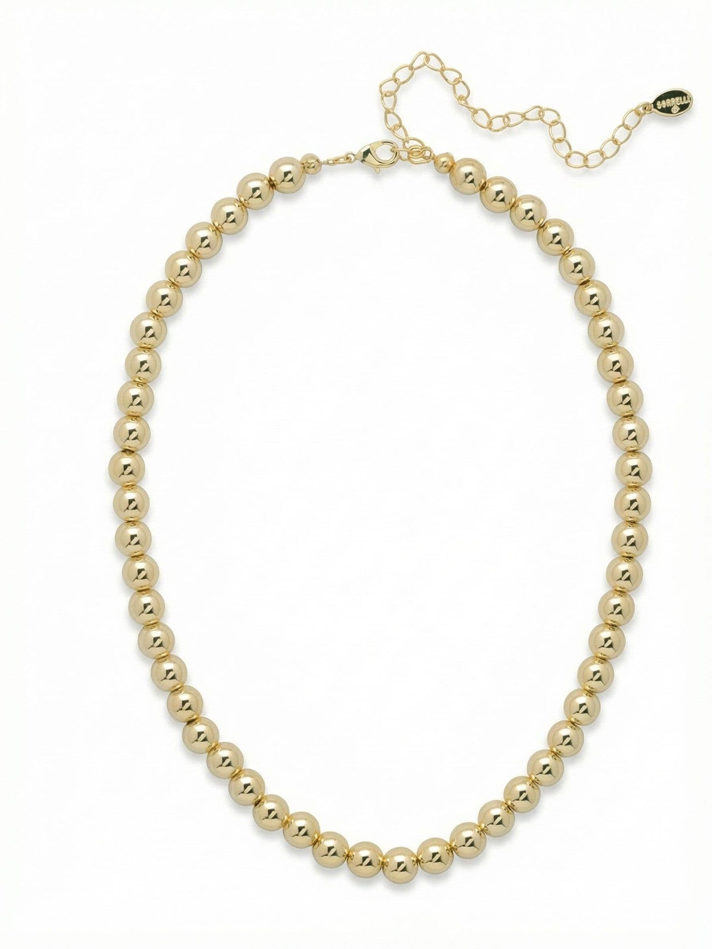 10K Gold Plated Metal Beaded Tennis Necklace, 16-20in