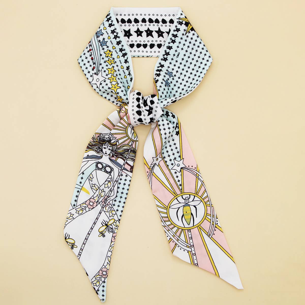 Skinny Floral Ribbon Scarf for Hair or Handbag