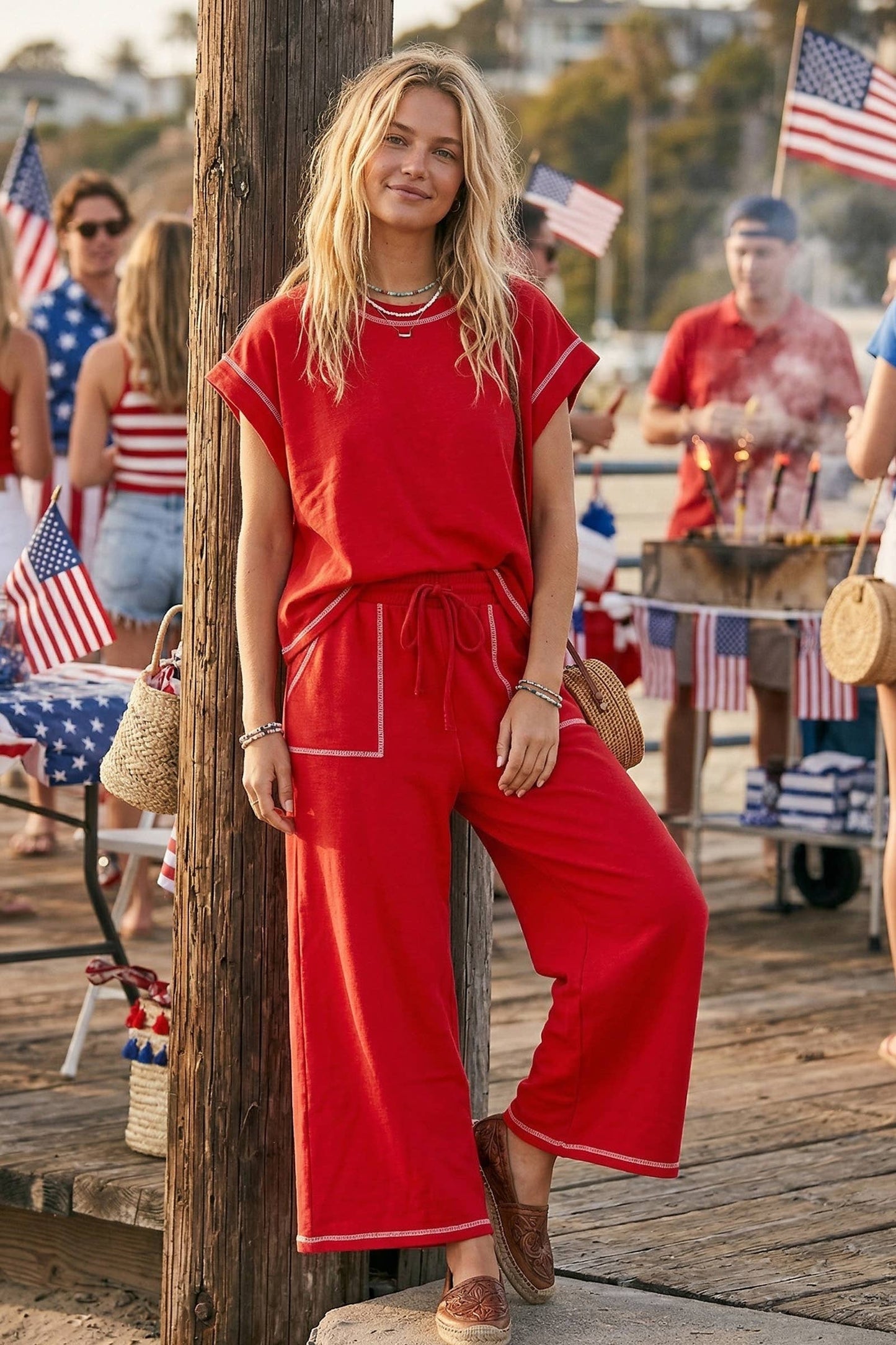 Scuba Contrast Stitch Lounge Set