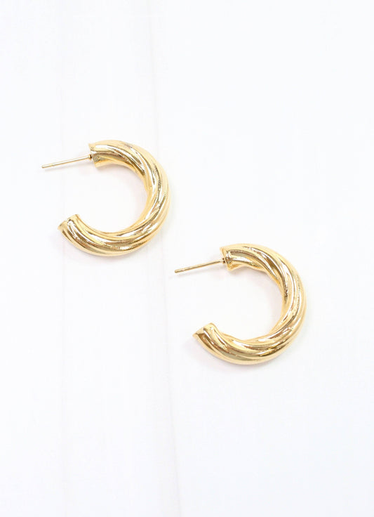 Cornelius Twisted Hoop Earring Shiny Gold