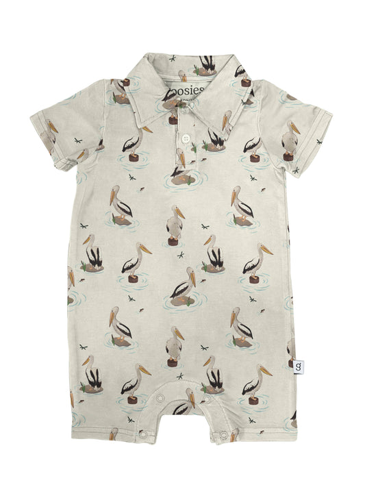 Coastal Pelicans - SS Polo Romper