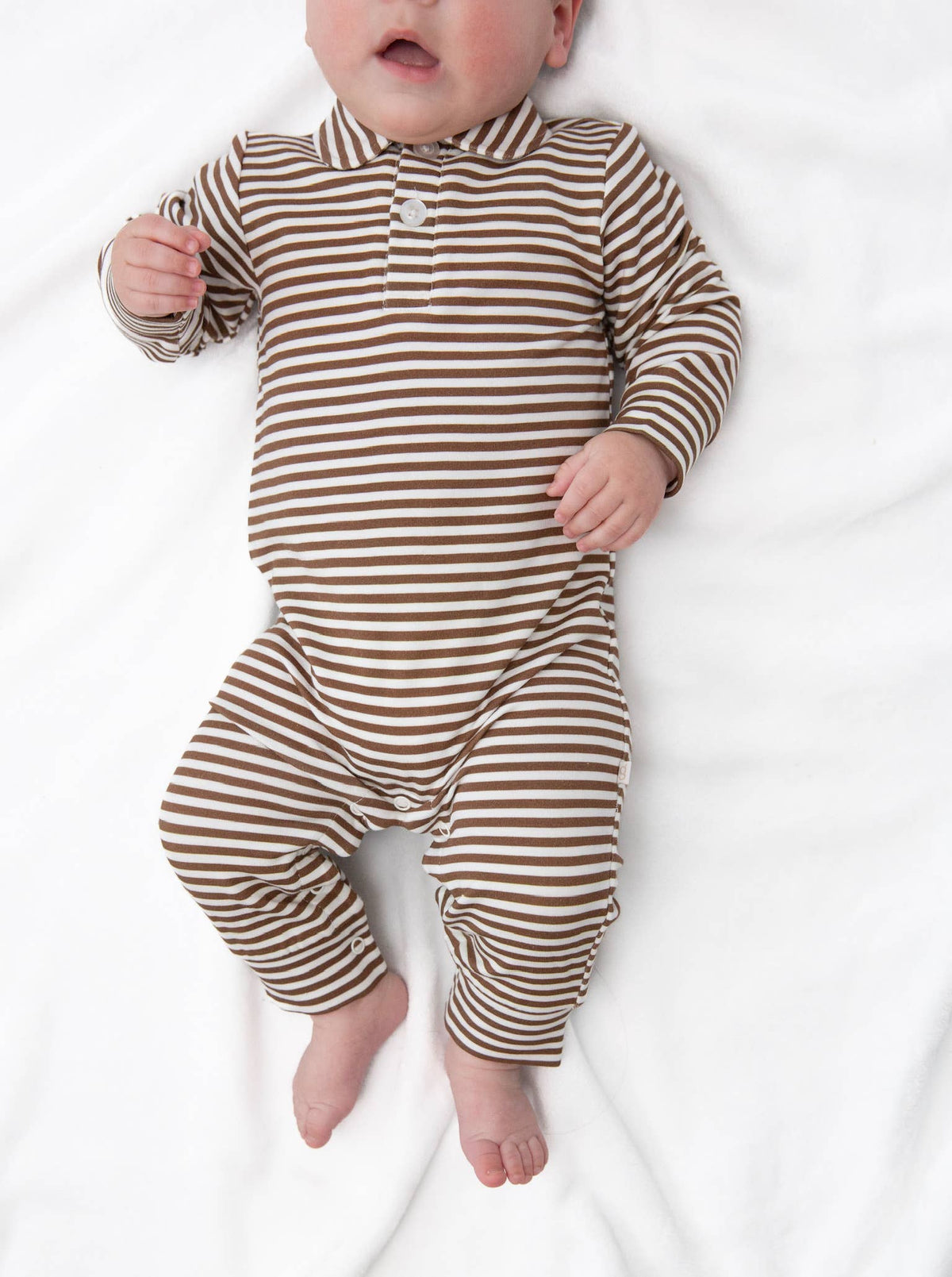 Chocolate Stripes - Sweatshirt Polo Romper