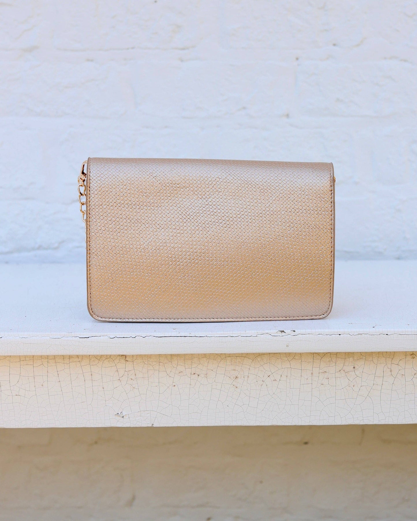 Bryn Clutch/Crossbody Woven Gold