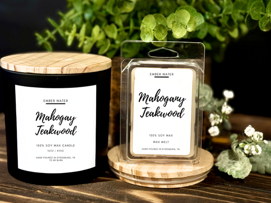 Mahogany Teakwood 16 oz 100% Soy Candle