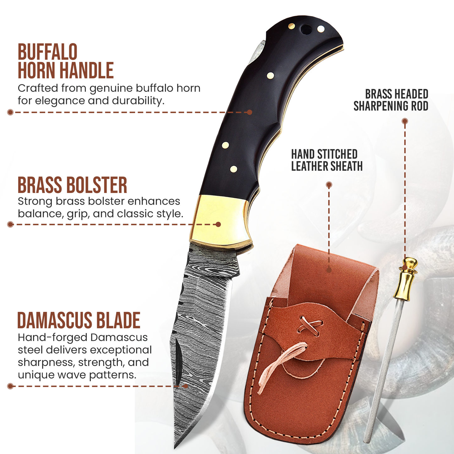 6.5' Handmade damascus folding knife, Pocket Knife