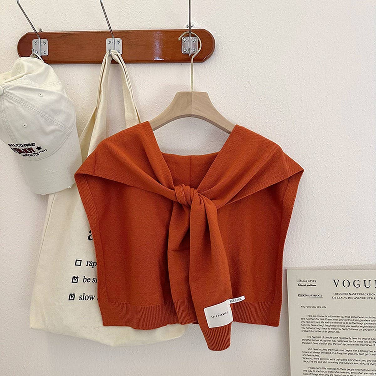 Solid Color Knitted Knotted Shawl