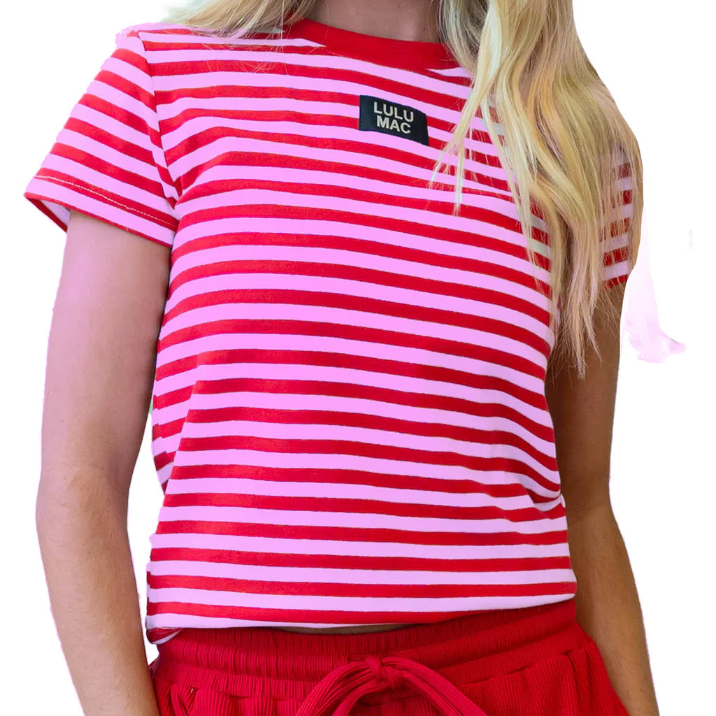 LM Red/Pink Stripe Top