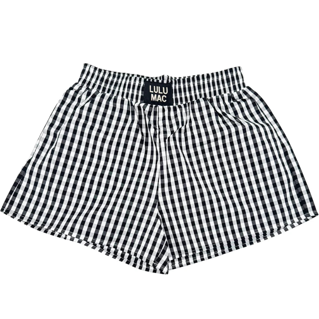 Gingham Boxer Shorts - Black