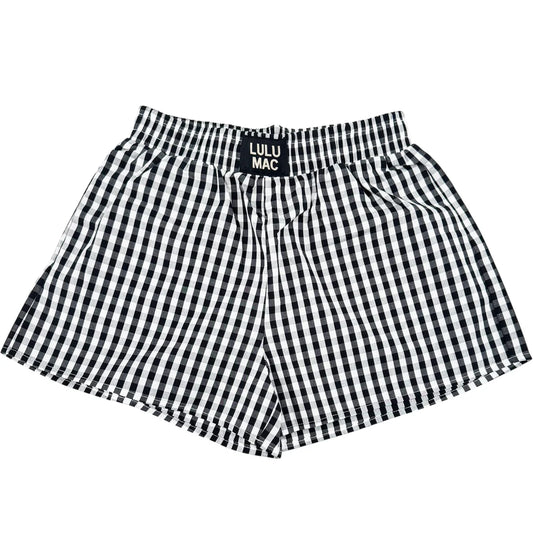 Gingham Boxer Shorts - Black