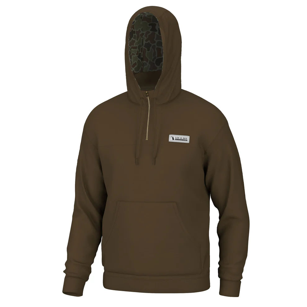 Quarter Zip Hoodie - Brown