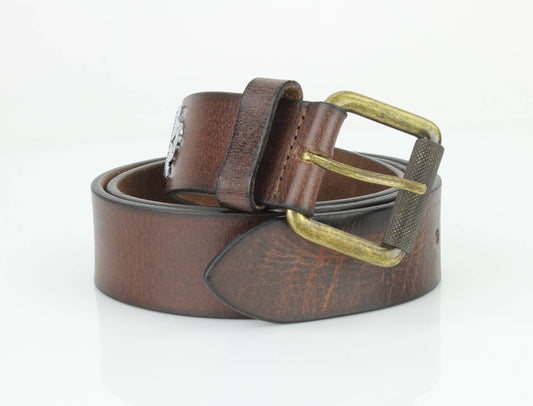 Leather Belt with Bison Medallion