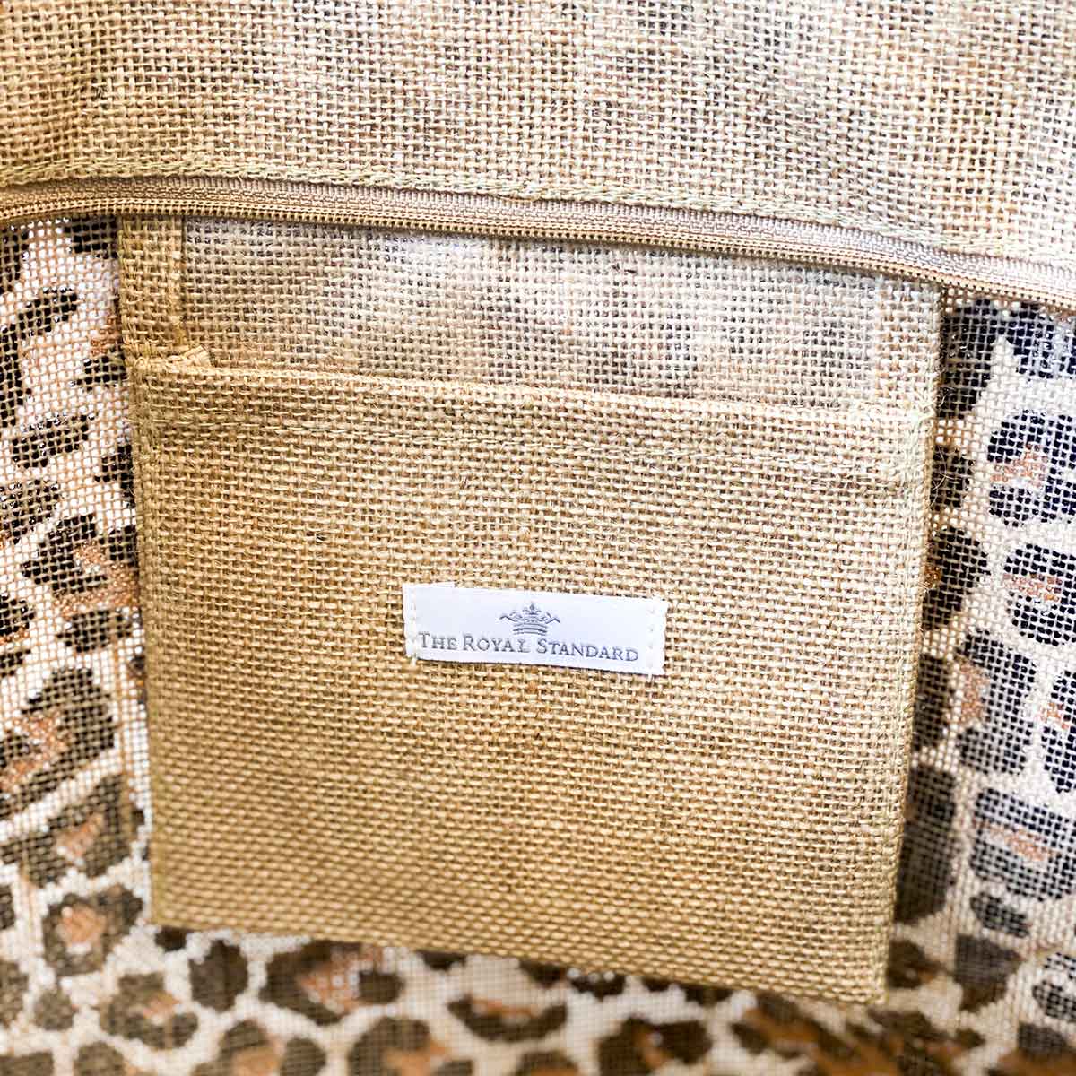 Leopard Classic Jute Bag   Black/Natural   22x15x6