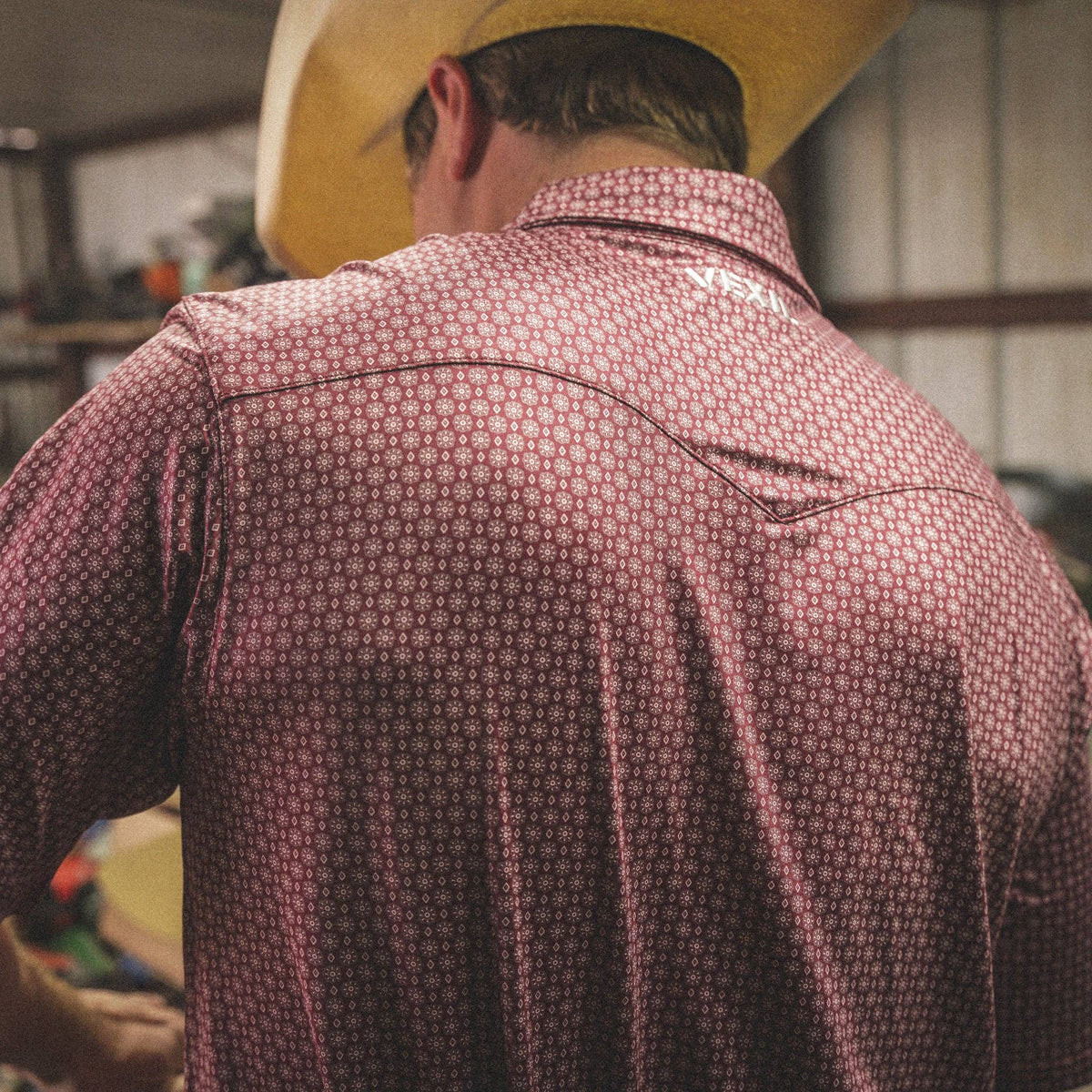 Western Pearl Snap Polo - Geo | Maroon