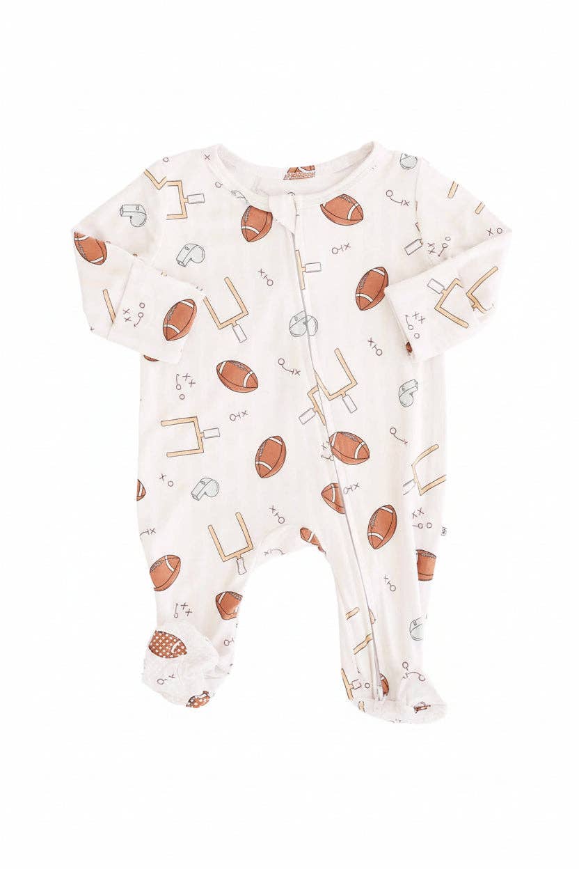 Tiny Touchdowns Zipper Footie | Neutral