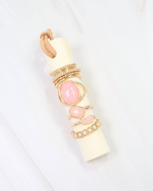 Faribault 12 Piece Ring Set Pink