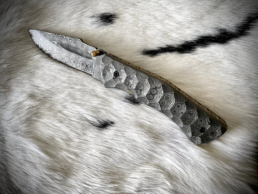Full Damascus Steel Folding Knife