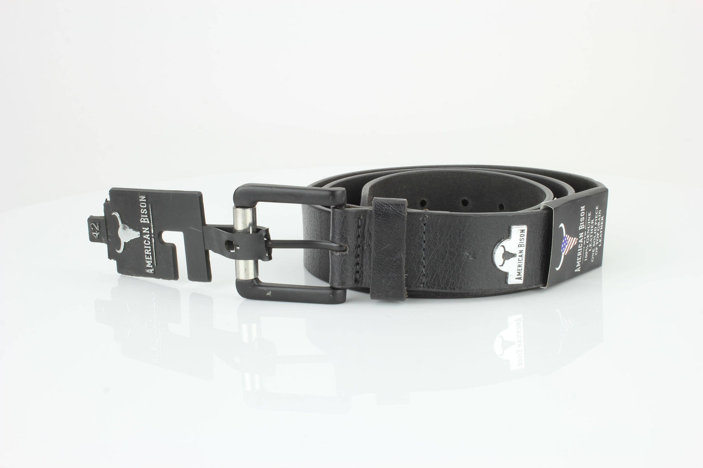 Leather Belt with Bison Medallion