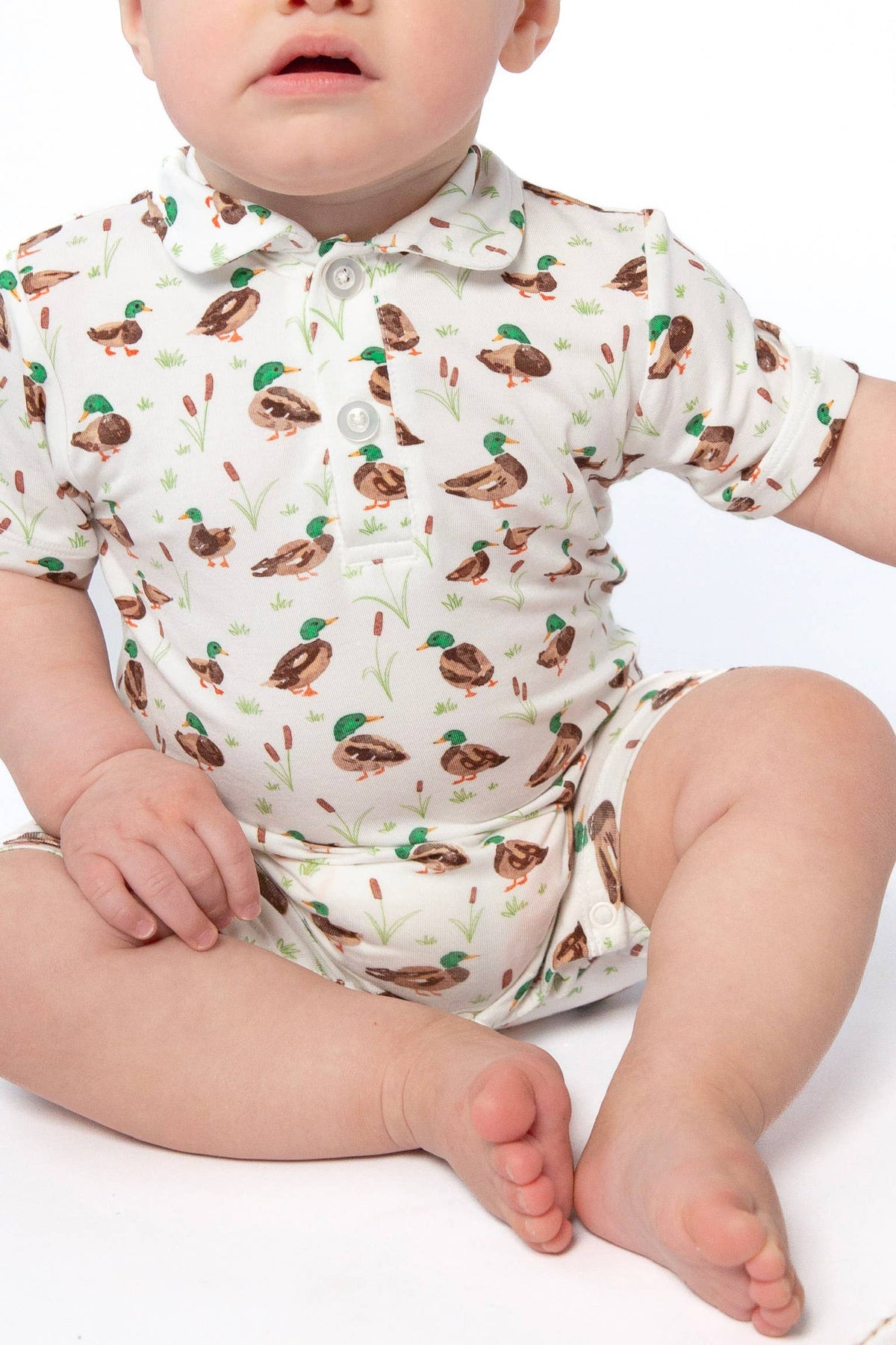 Mallard Drake Ducks- SS Polo Romper