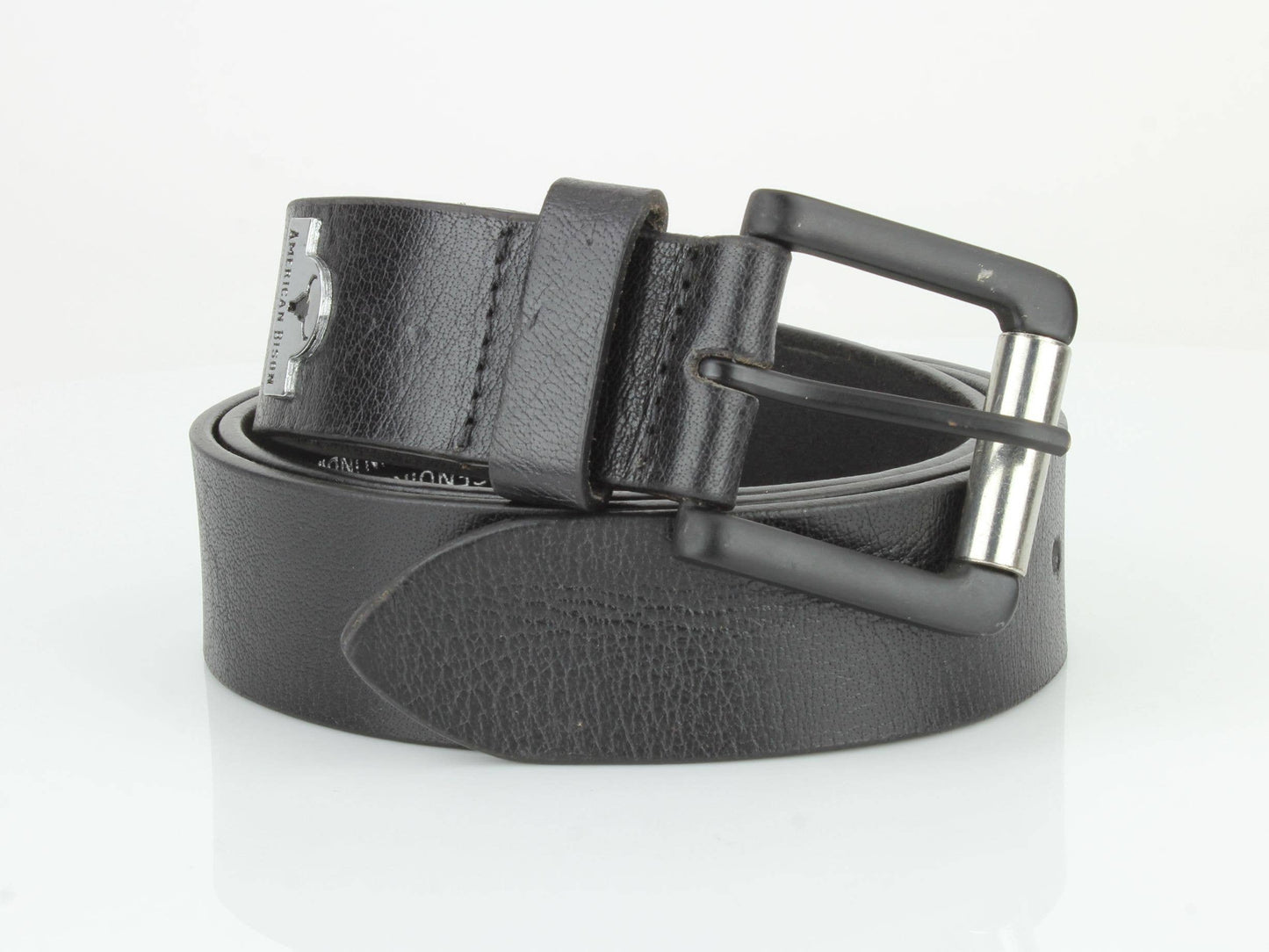 Leather Belt with Bison Medallion