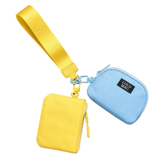 Butter/Light Blue LM Double Pouch Wristlets