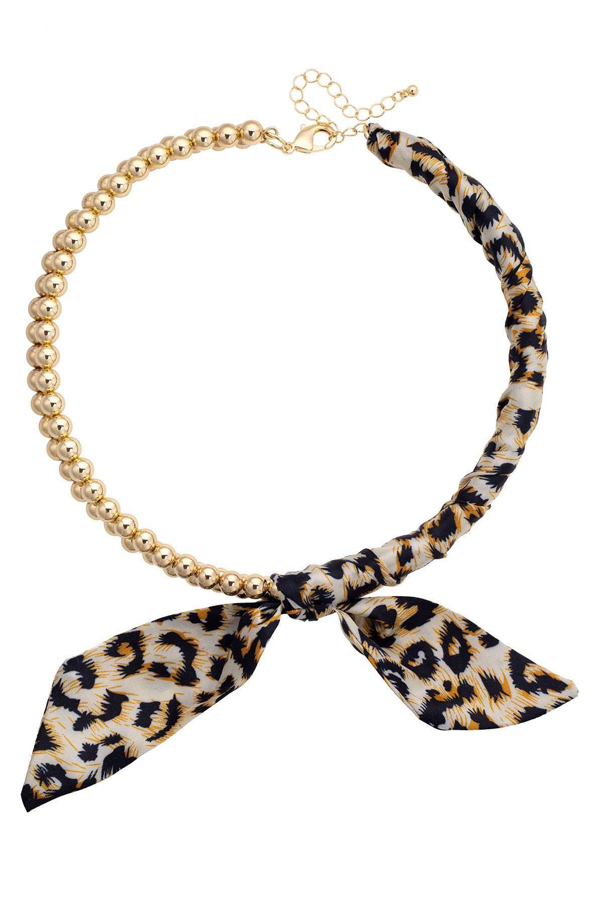 Maia Ball Bead Scarf Necklace in Leopard