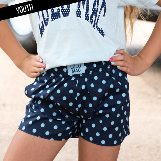 Youth Dot Shorts - Navy/Light Blue