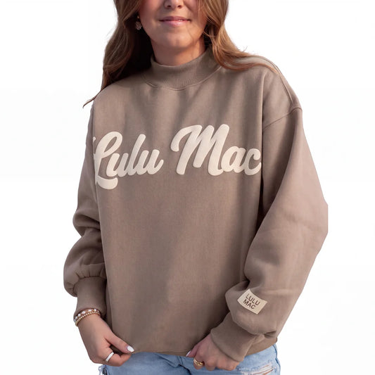 LM Script Mock Neck - Brown/Cream