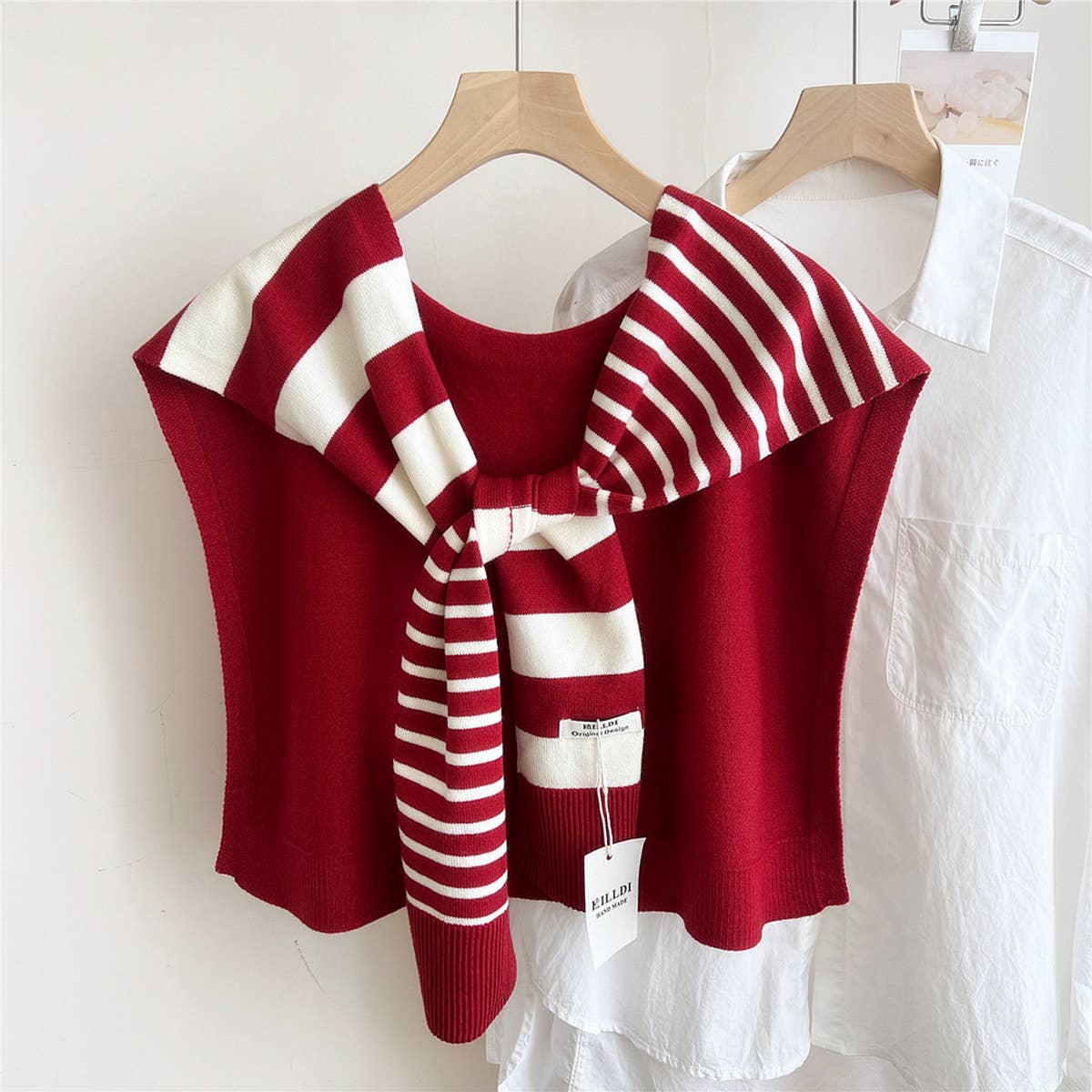 Striped Knit Shawl – Neck & Shoulder