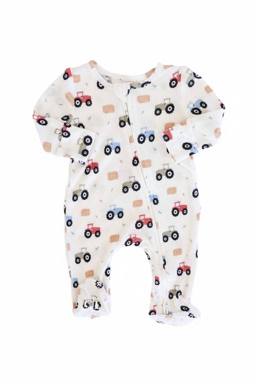 Little Farmer Bamboo Waffle Zipper Footie