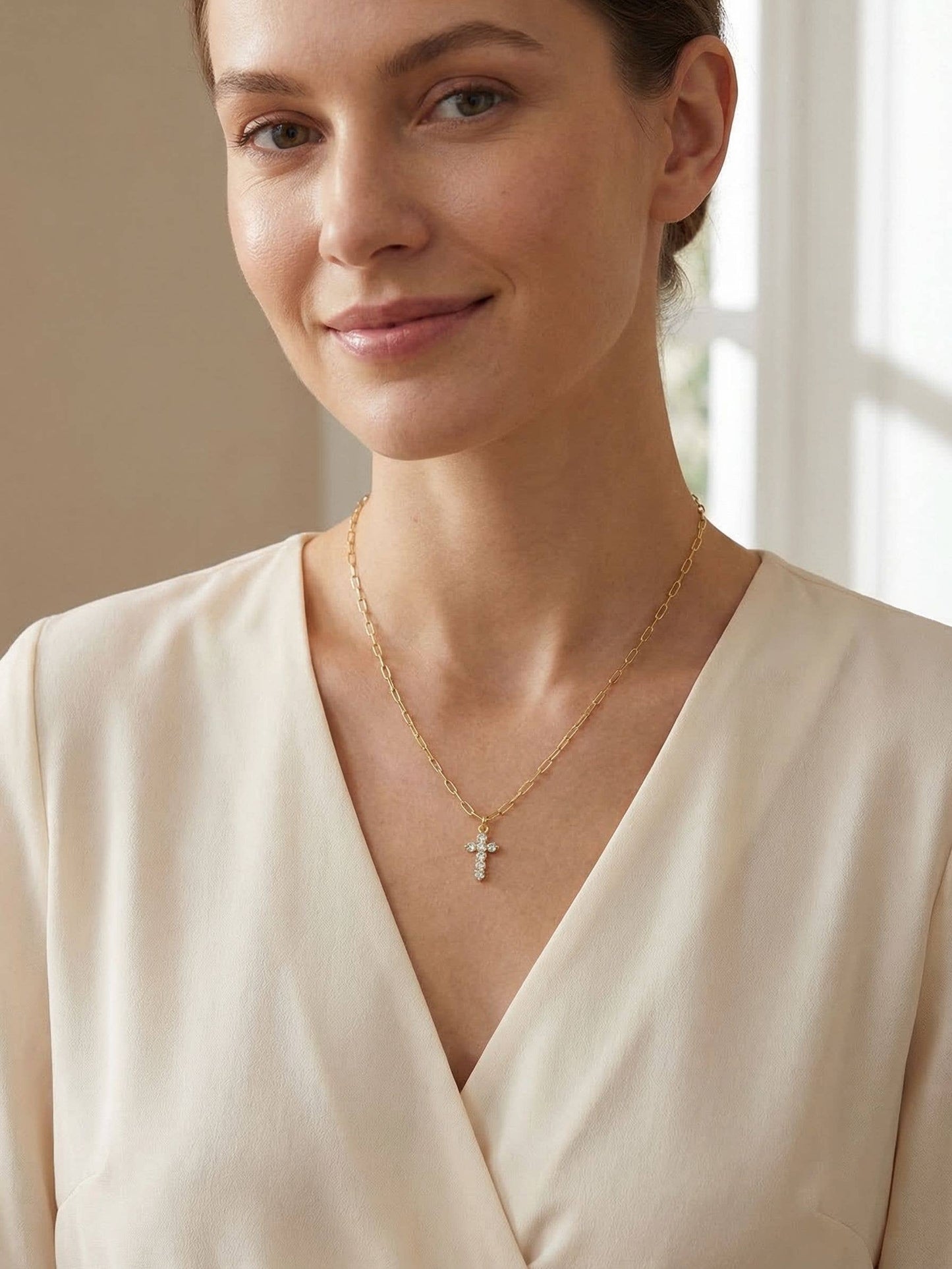Crystal Cross Pendant Necklace