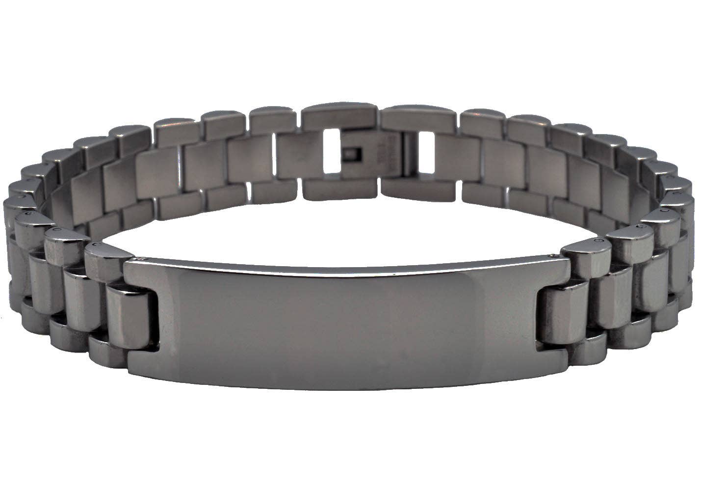 Men' Black Stainless Steel Engravable ID Link Bracelet
