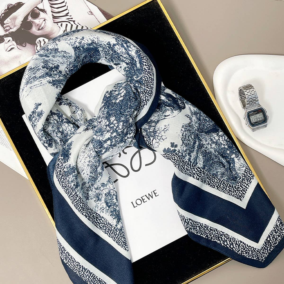 Ink Art Velvet Scarf