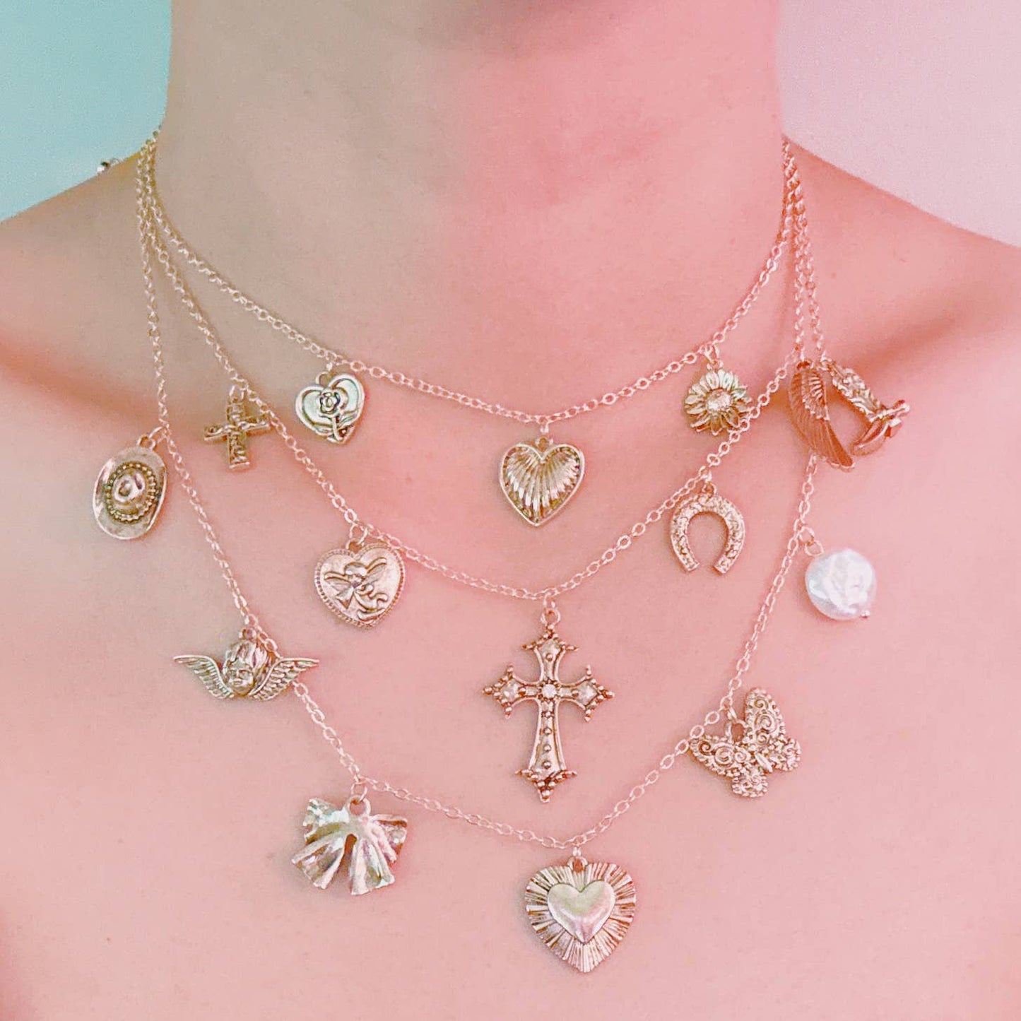 Vintage Charm Triple Layered Necklace