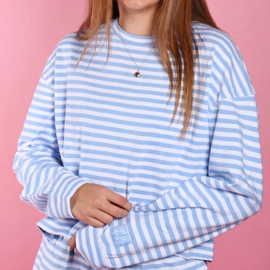 LM Striped LS Top - Light Blue