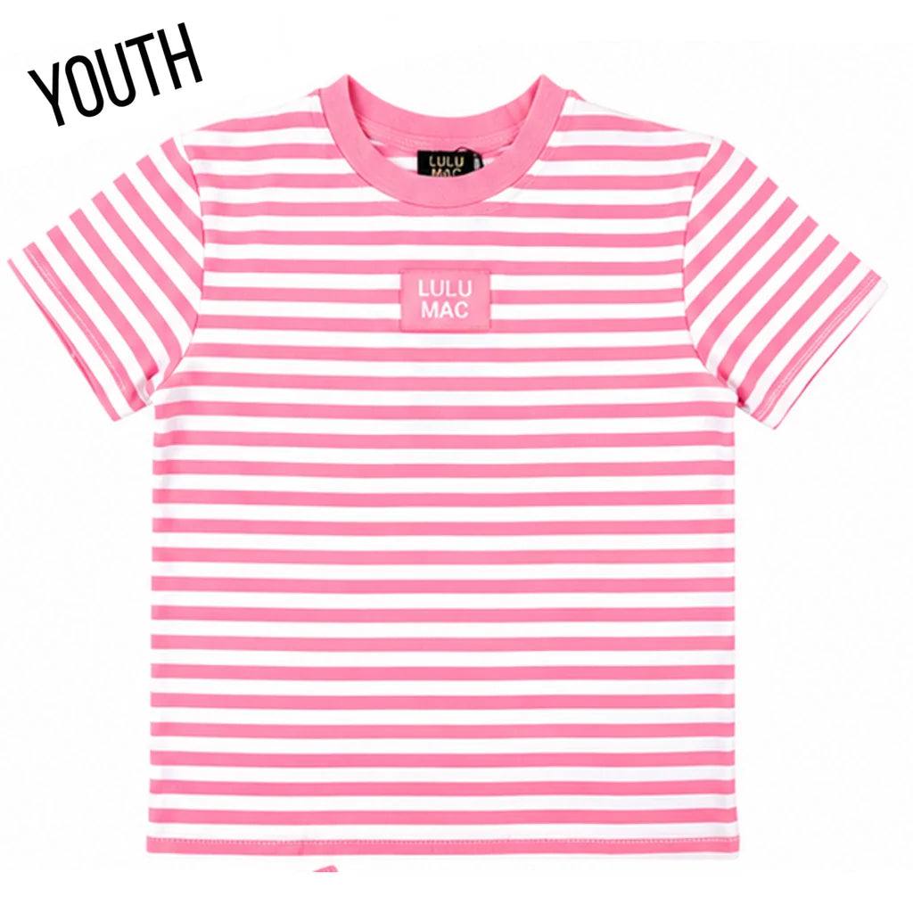 Neon Pink Striped Baby Doll Tee - YOUTH