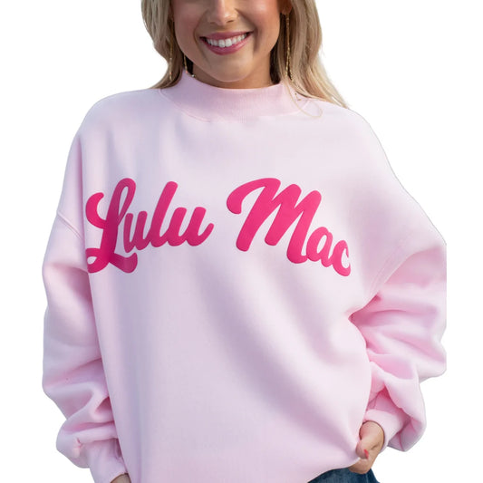 LM Script Mock Neck - Light Pink/Bubblegum