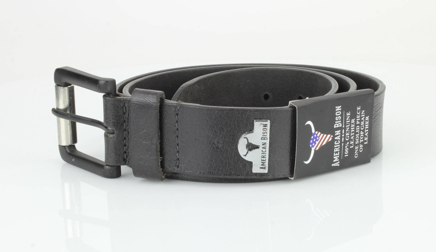 Leather Belt with Bison Medallion