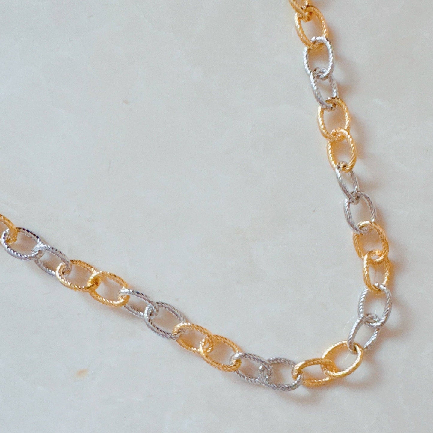 Every Two Links Gold And Silver Chain Necklace