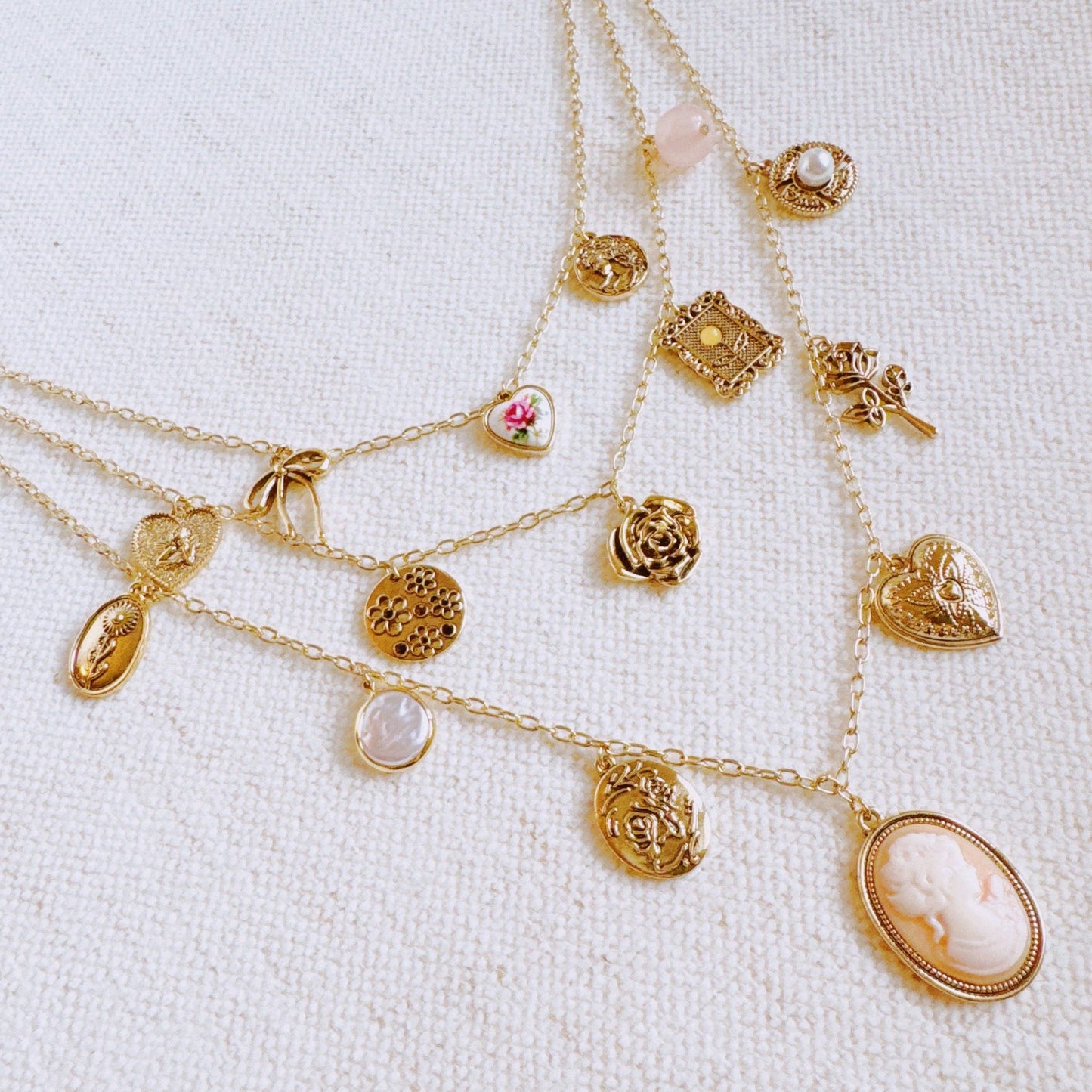 Vintage Rose Charm Necklace