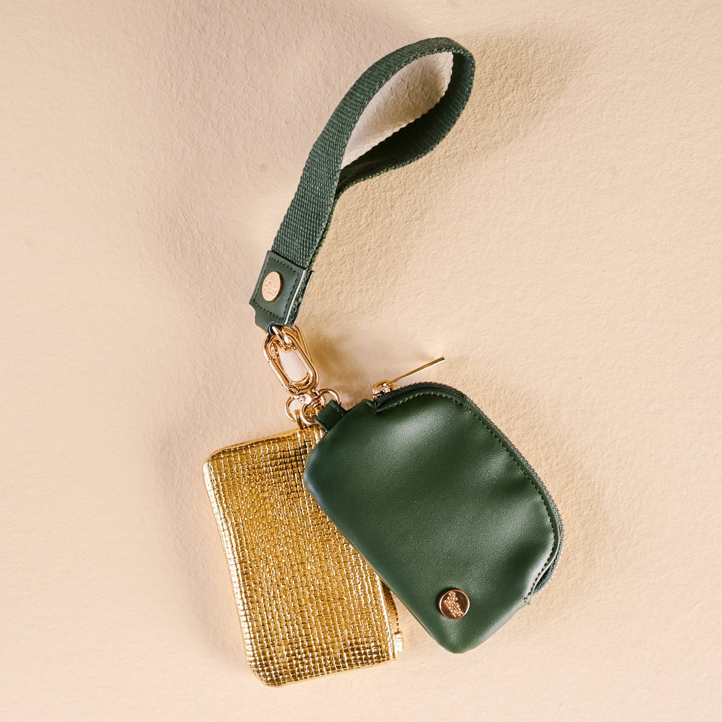 Dynamic Duo Pouch Luxe Wristlet-Evergreen Gold
