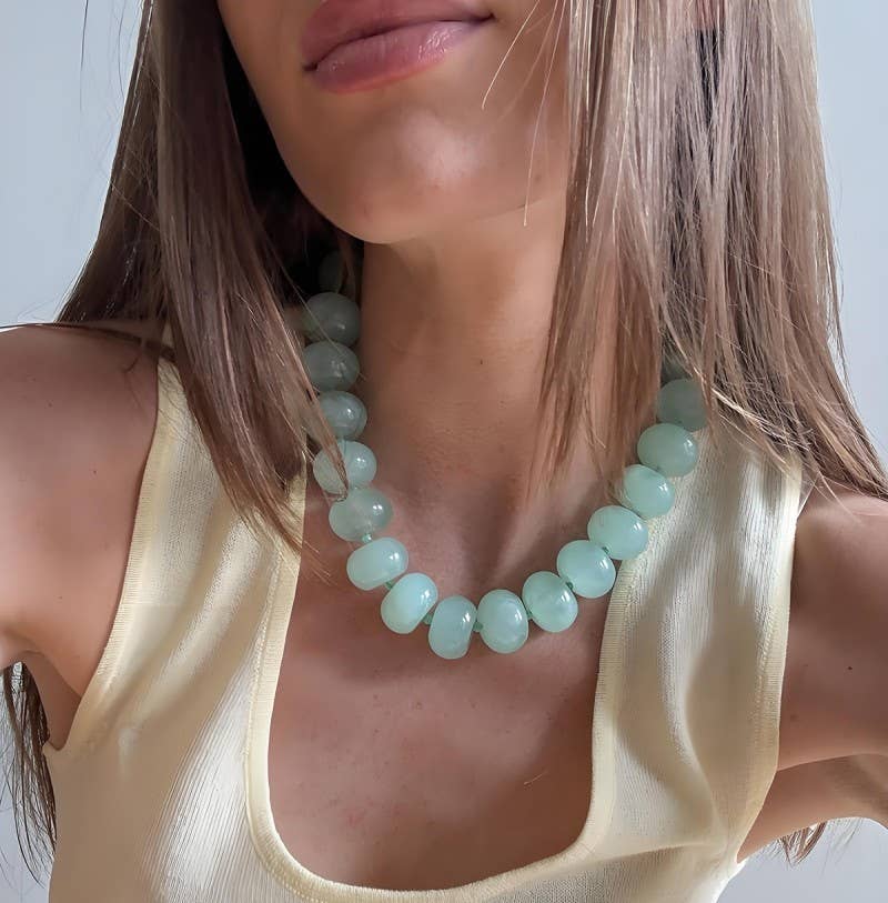 Chunky Beaded Natural Swirl Statement Necklace