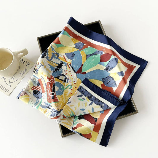 Letter Print Satin Square Scarf
