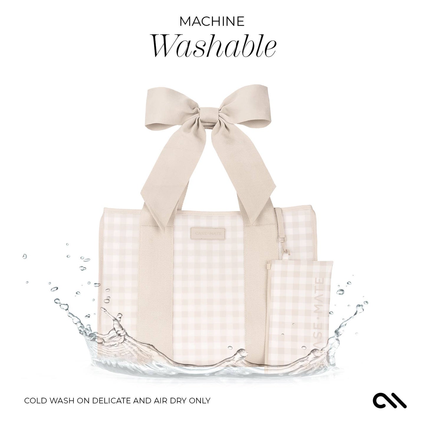 Special Edition Jelly Tote w/ Phone Pouch Latte Gingham Bow