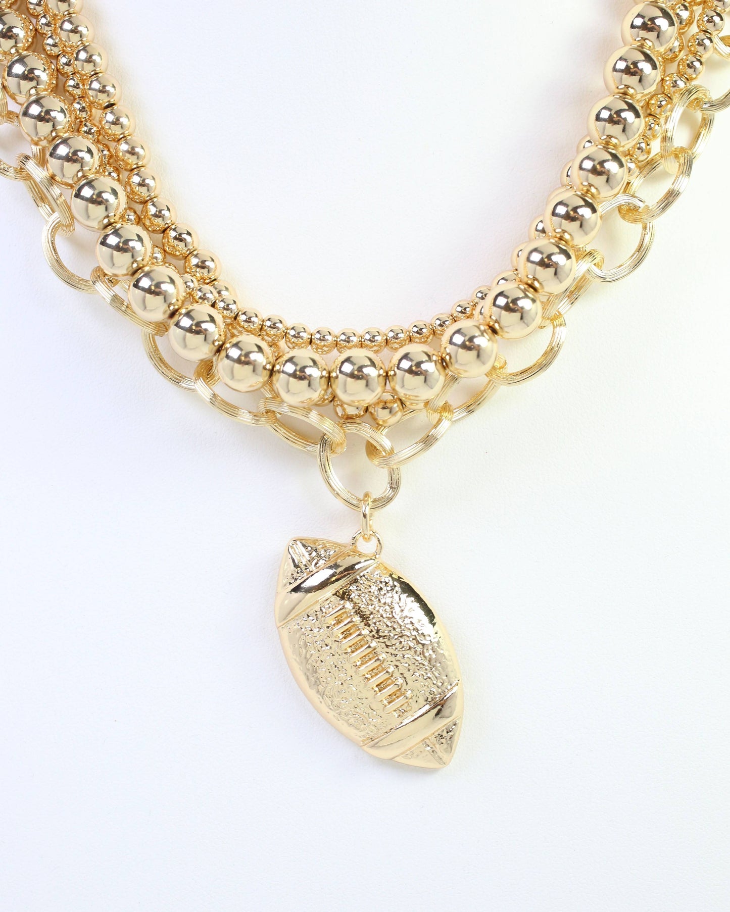 Bree Beaded Layered Necklace Football Gold