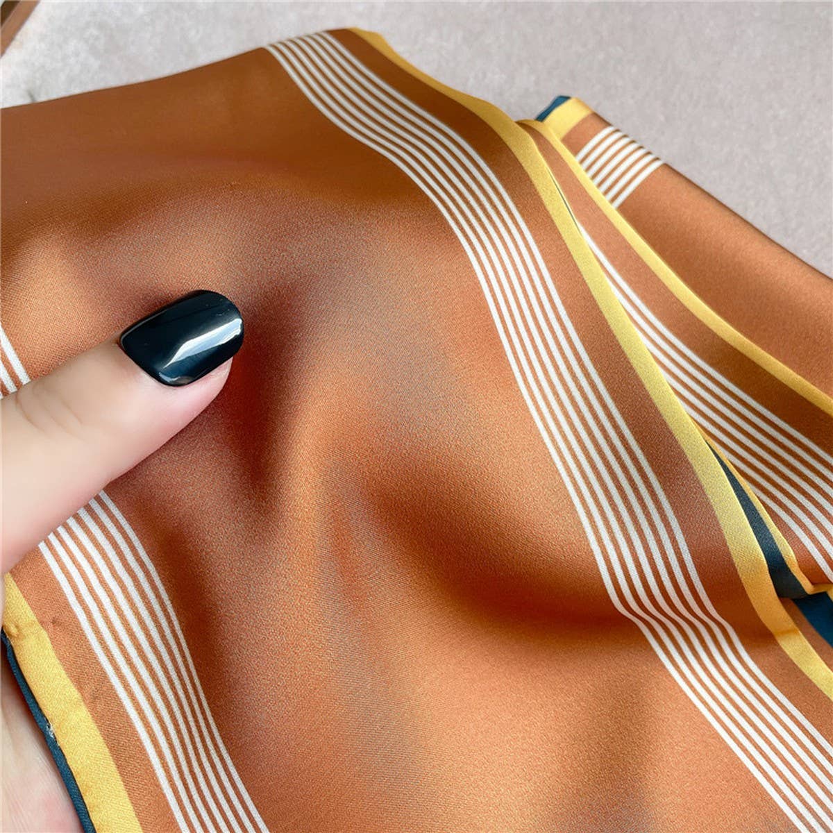 THIN SIMPLE GEOMETRIC LONG SILK SCARF