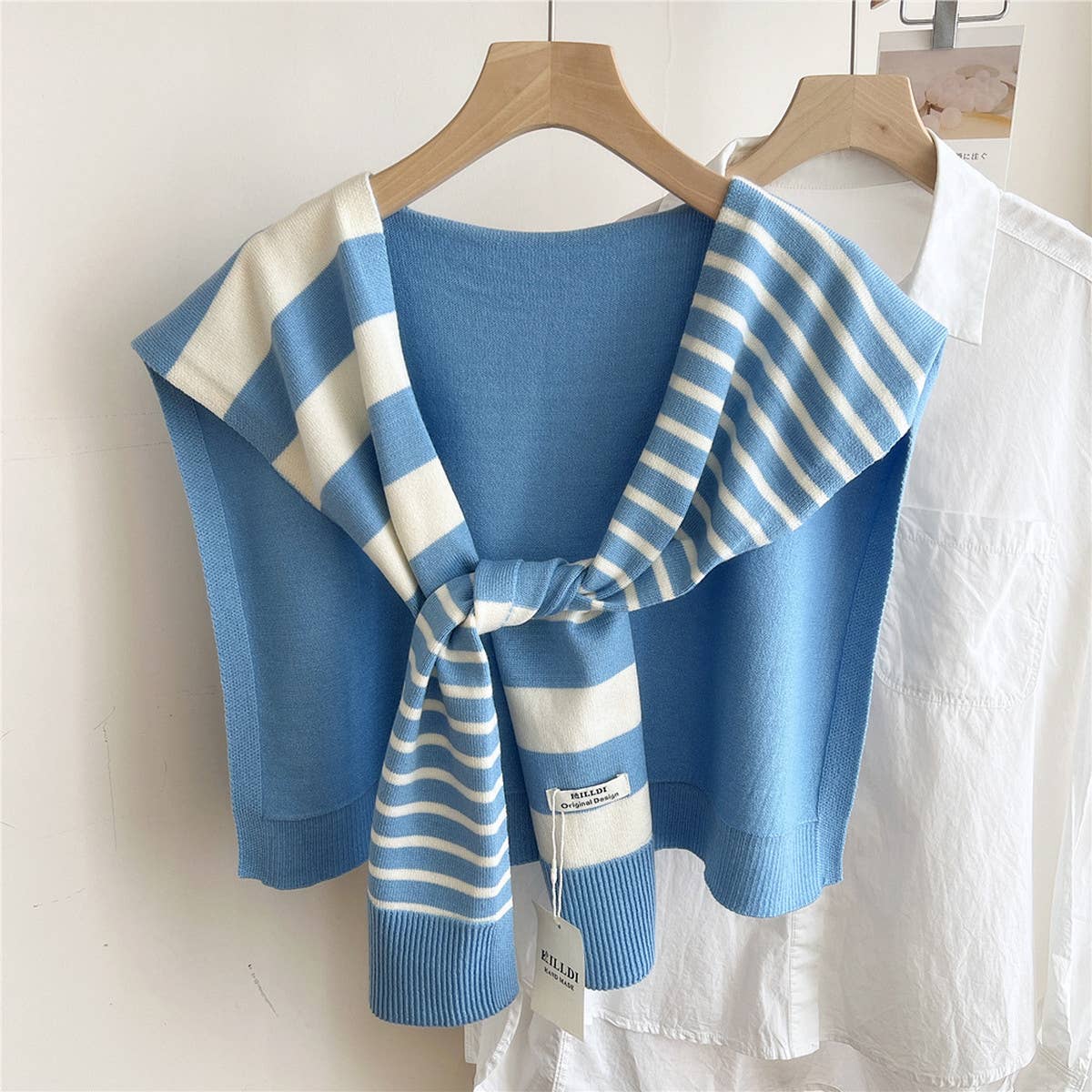 Striped Knit Shawl – Neck & Shoulder