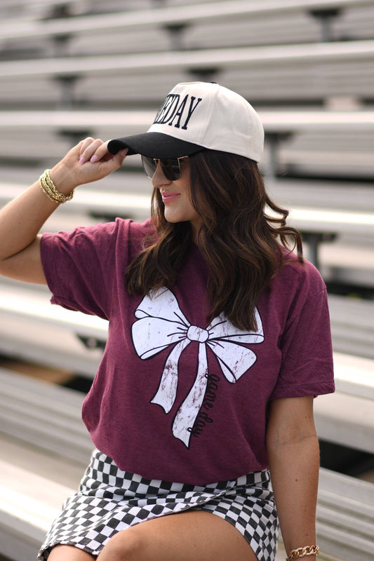 Maroon Game Day Bow Tee