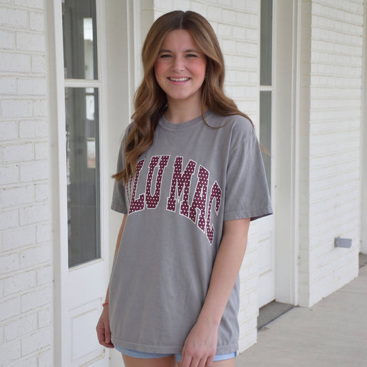 Lulu Mac Maroon/White Polka Dot Tee