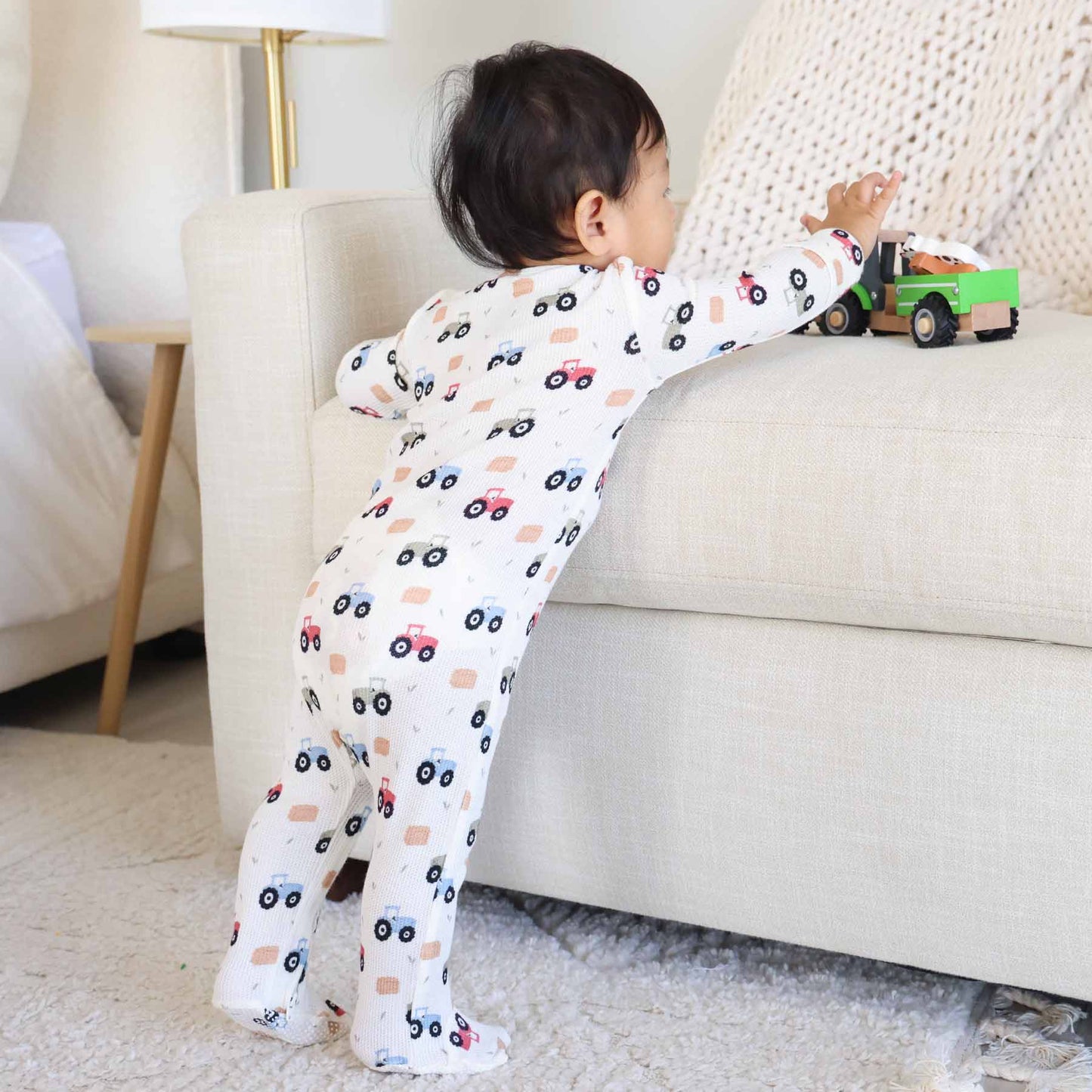 Little Farmer Bamboo Waffle Zipper Footie